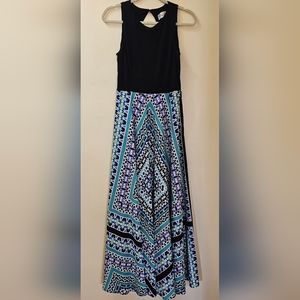 ELIZA J Geometric Print Jersey TopSkirt Maxi Dress  Size 8